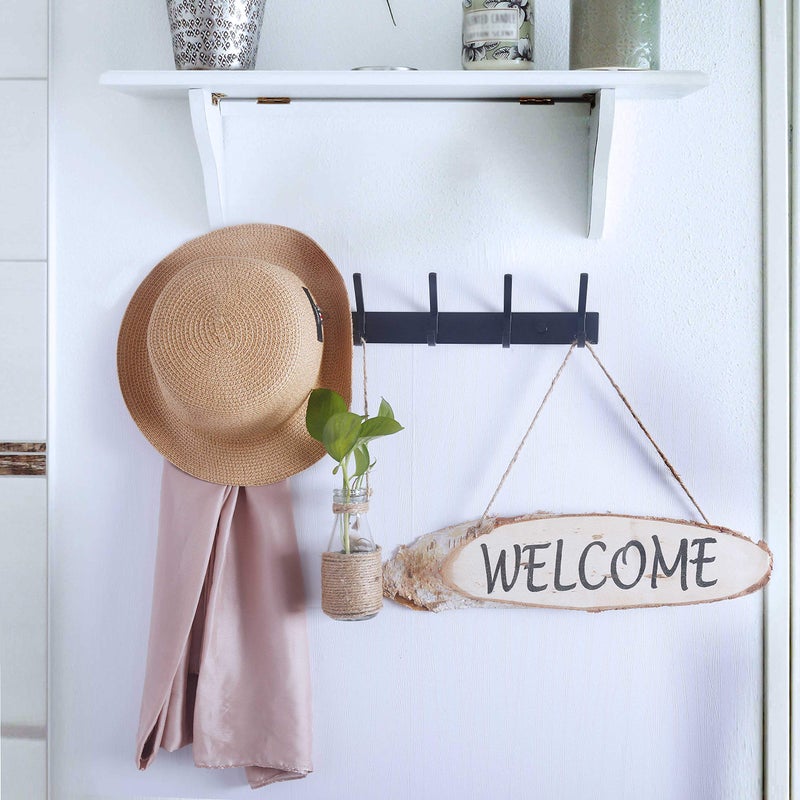 WEBI Coat Rack Wall Mounted,17-1/8 Inch Coat Hooks for Hanging Coats,Heavy Duty Metal Hook Rack Rail with 6 Double Dual Hooks Coat Hanger Wall Mount for Clothes Jacket,Black,2 Packs - Image 5